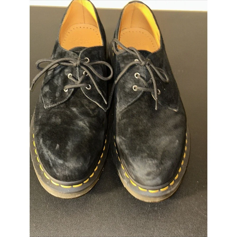 UK10 Men’s Dr Martens Black Suede 3 Eye Derby Lace Up Dress Shoes US 11